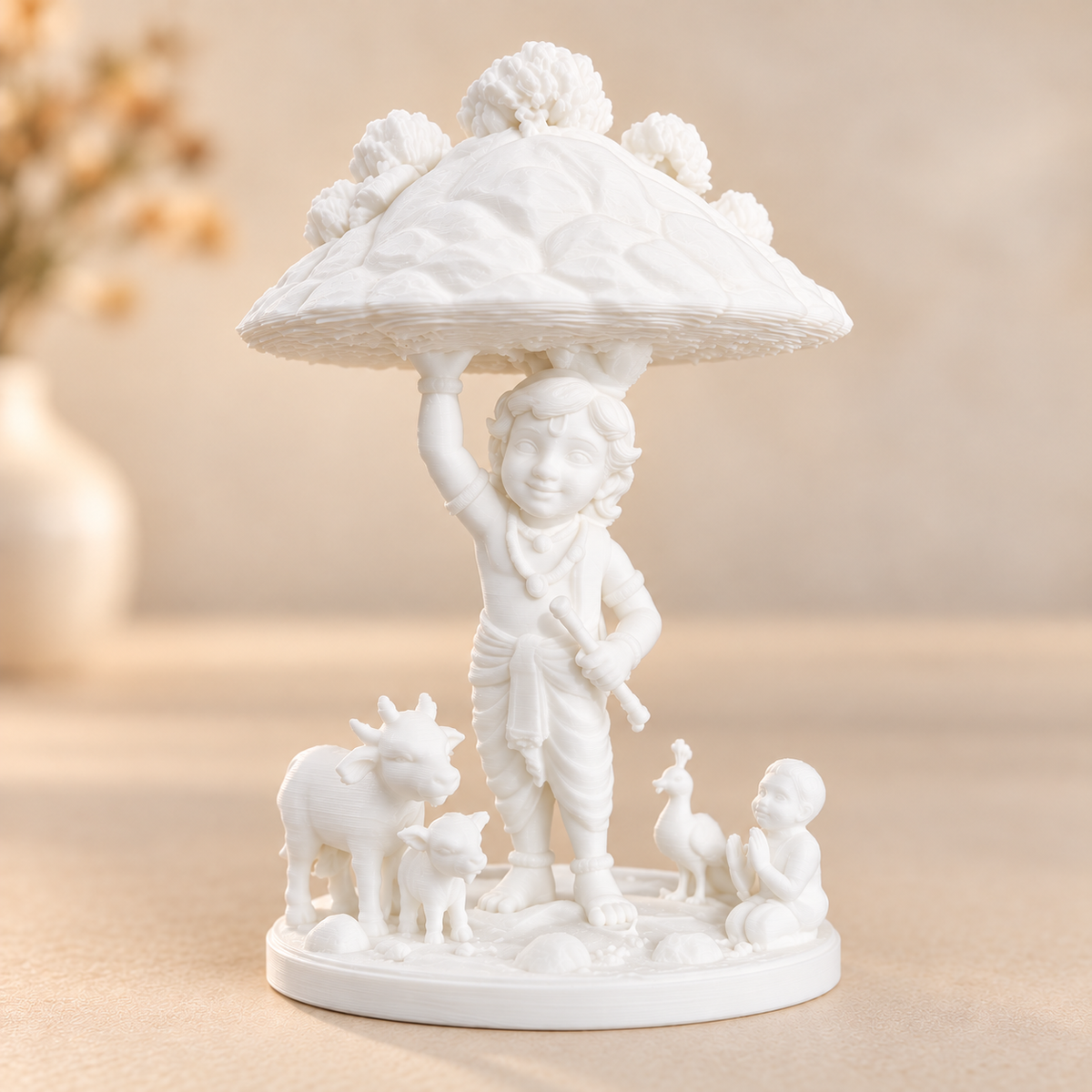 Krishna Govardhan 3D printed miniature figurine for resin art and epoxy craft projects