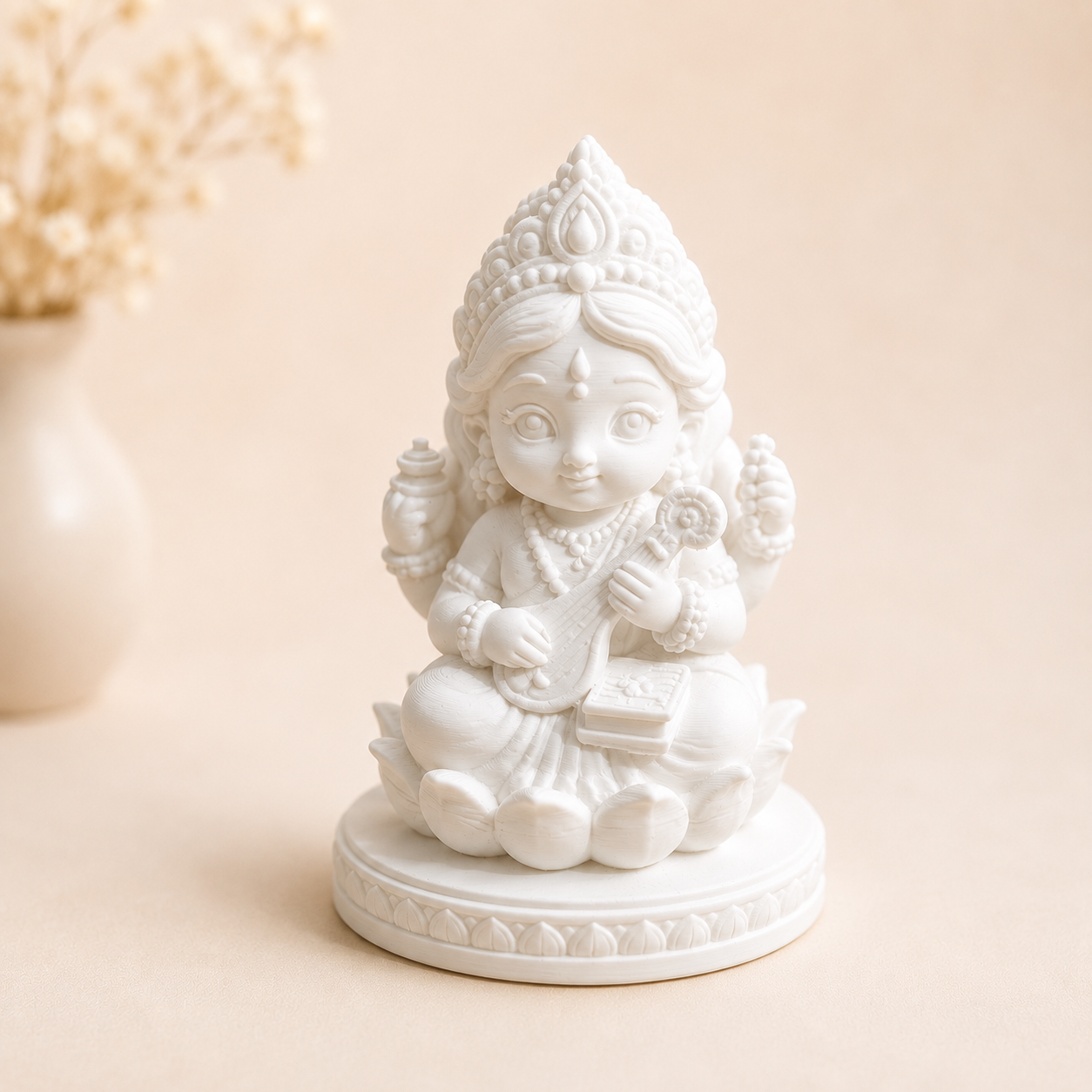 Cute Goddess Saraswati 3D Printed Miniature