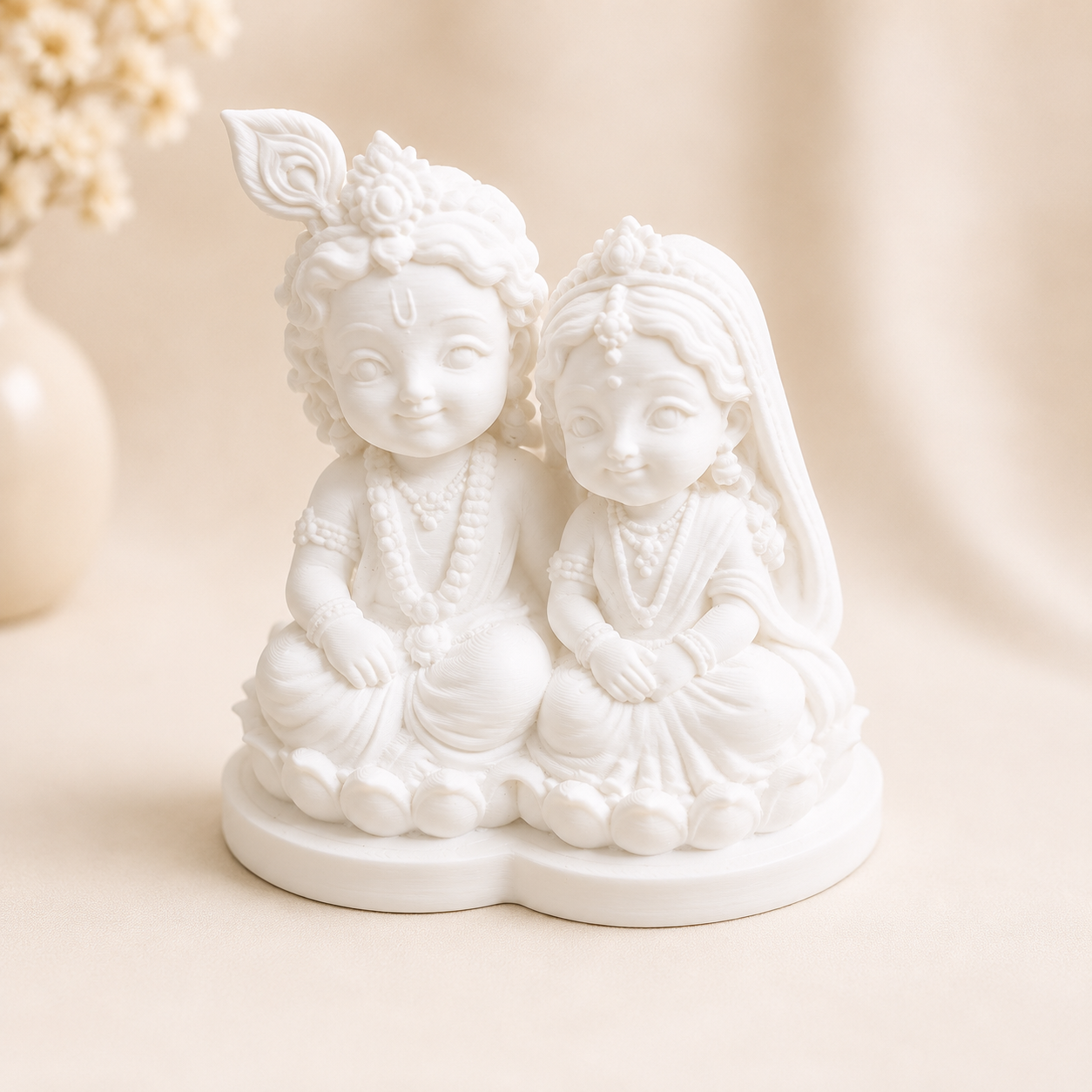 Cute Radha Krishna 3D Printed Miniature
