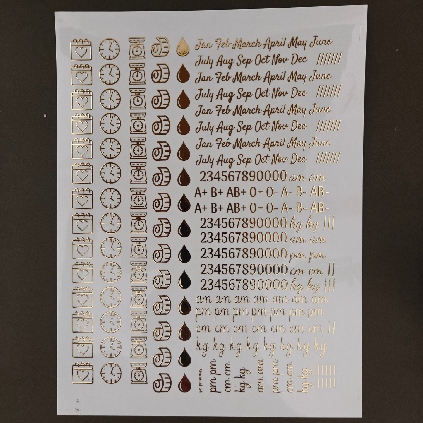 A4 Embossed Stickers - D76