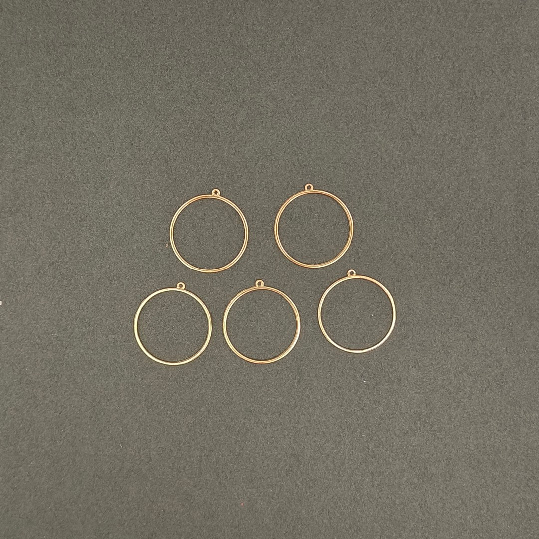 Gold Round Pendant Bezels (5pcs)