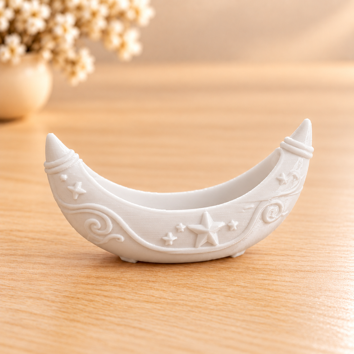 Crescent moon boat 3D printed miniature for resin art embeds and epoxy craft projects by Shrebhavi