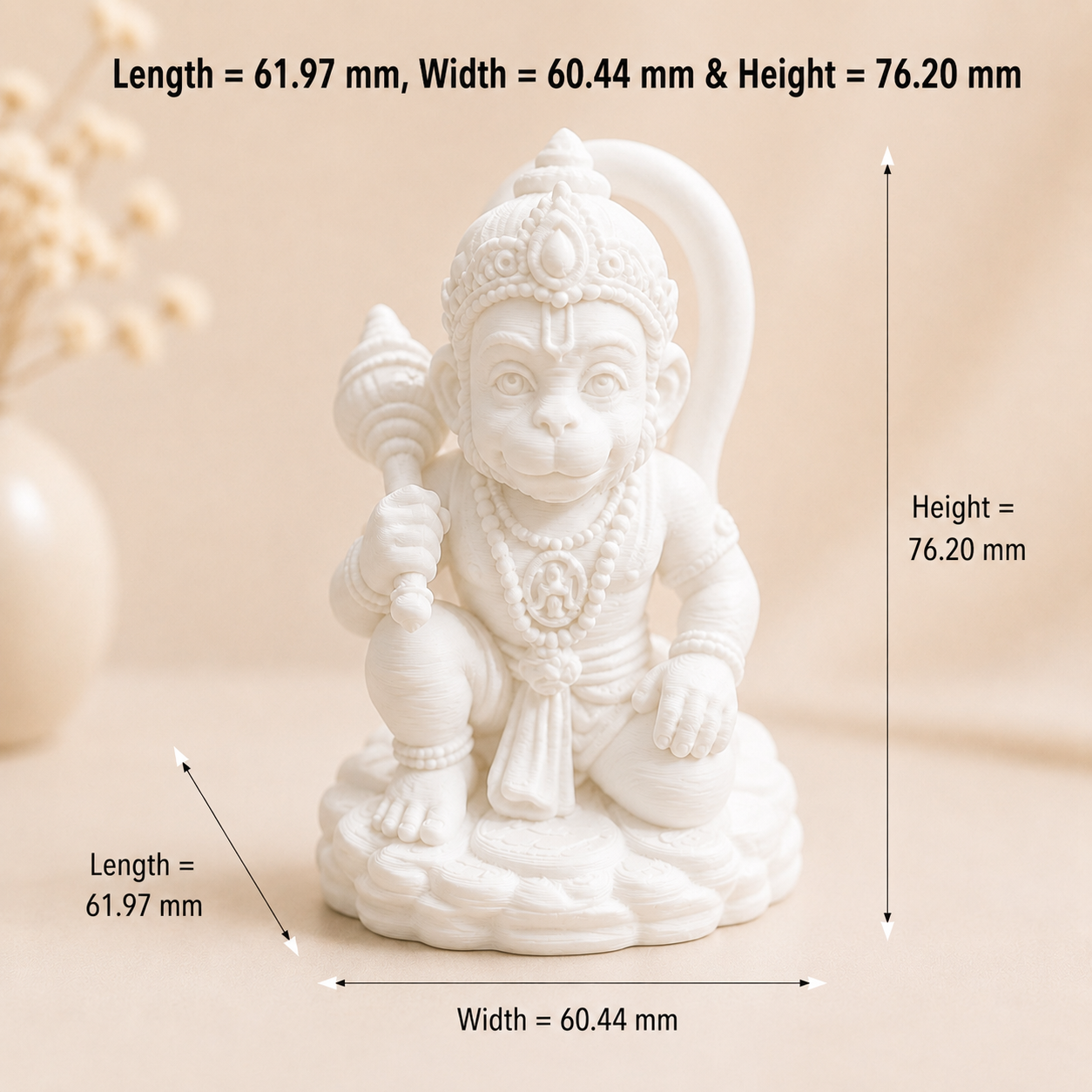 Cute Hanuman Ji 3D Printed Miniature