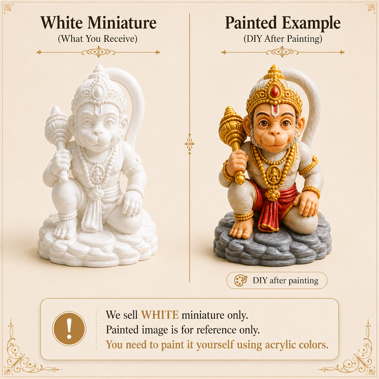Cute Hanuman Ji 3D Printed Miniature