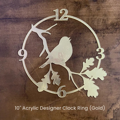 10" Acrylic Designer Clock Ring (Gold)