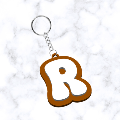 Bubble Letter Alphabet 3D Printed Keychain – Custom Initial