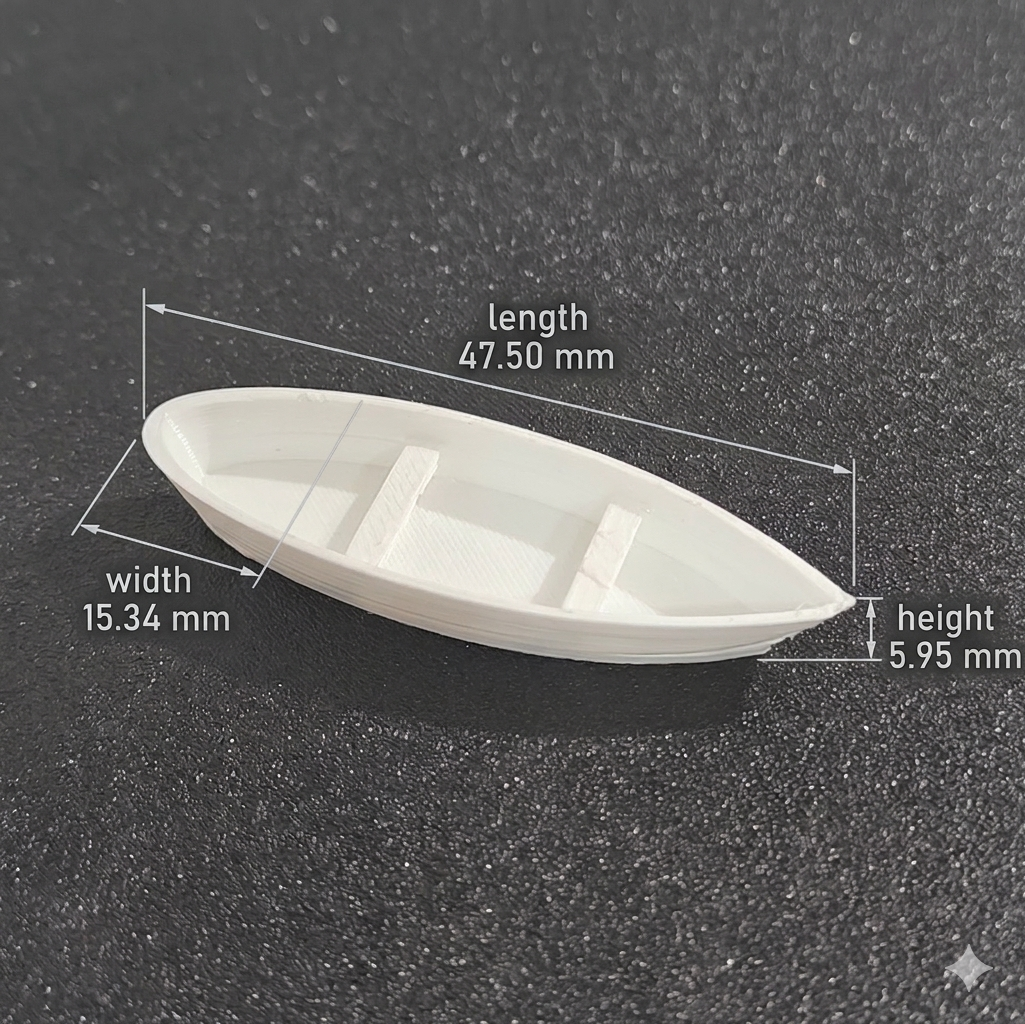 Small boat and paddles miniature model for craft and resin projects