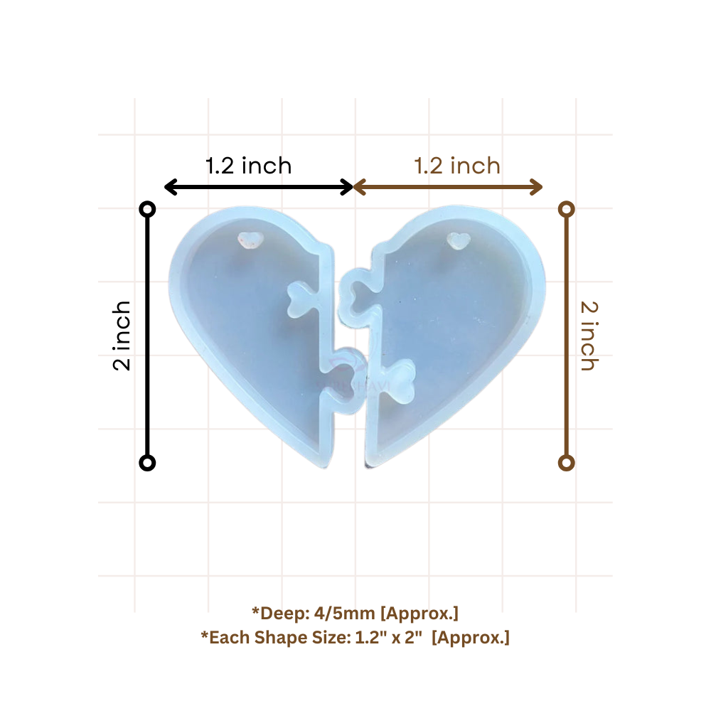 Two-piece broken heart resin mould for DIY keychain and pendant making