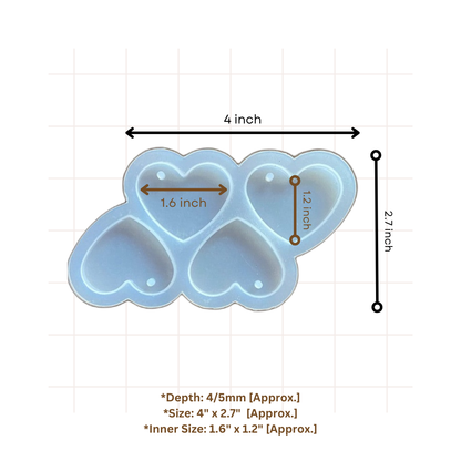 Heart shaped resin mould for keychain and pendant making - 4 cavity