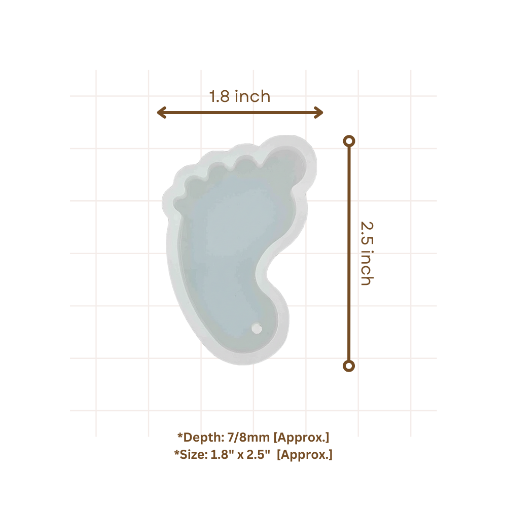 Close-up of baby foot resin mould showing detailed footprint cavity