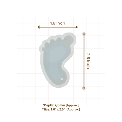 Close-up of baby foot resin mould showing detailed footprint cavity