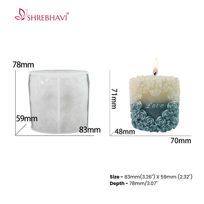 3D Love Rose Pillar Candle Mould