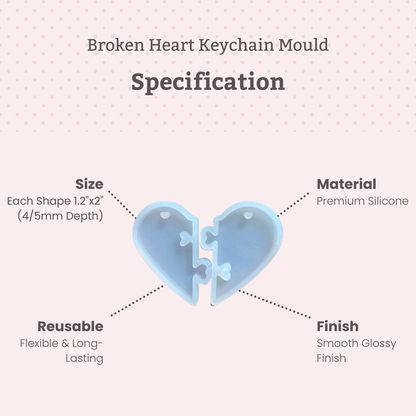 Silicone broken heart mould for resin jewellery keychain and pendant crafts
