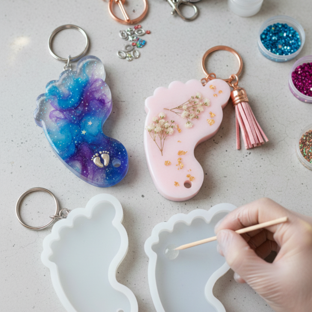 Baby foot mould used to create newborn footprint resin keepsake