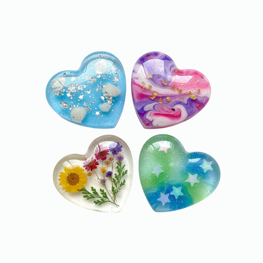 Silicone heart keychain pendant mould for DIY resin jewellery crafts