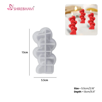 5 Love Heart Candle Mould