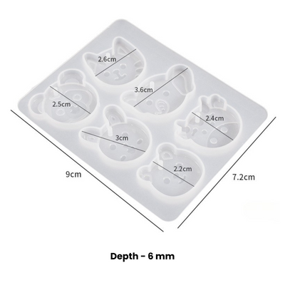 6 Animal Keychain-Pendant Mold