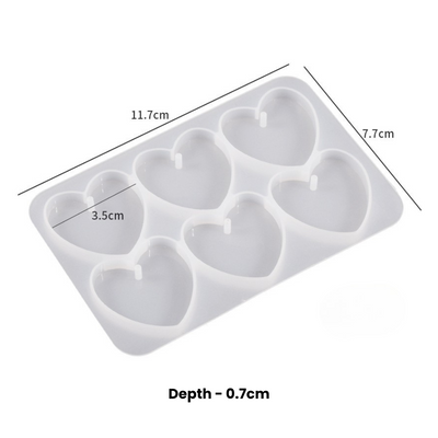 6 Cavity Heart Keychain Mold