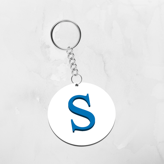 Minimal Round Initial 3D Printed Keychain – Custom Alphabet
