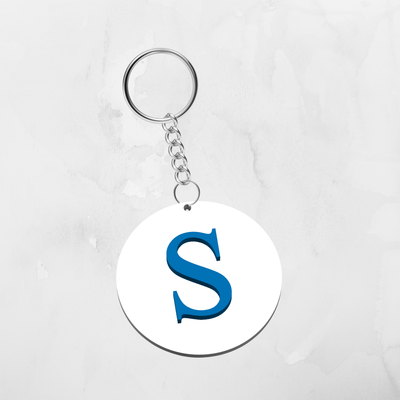 Minimal Round Initial 3D Printed Keychain – Custom Alphabet