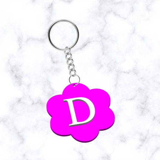 Floral Frame Alphabet 3D Printed Keychain – Cute Initial Design