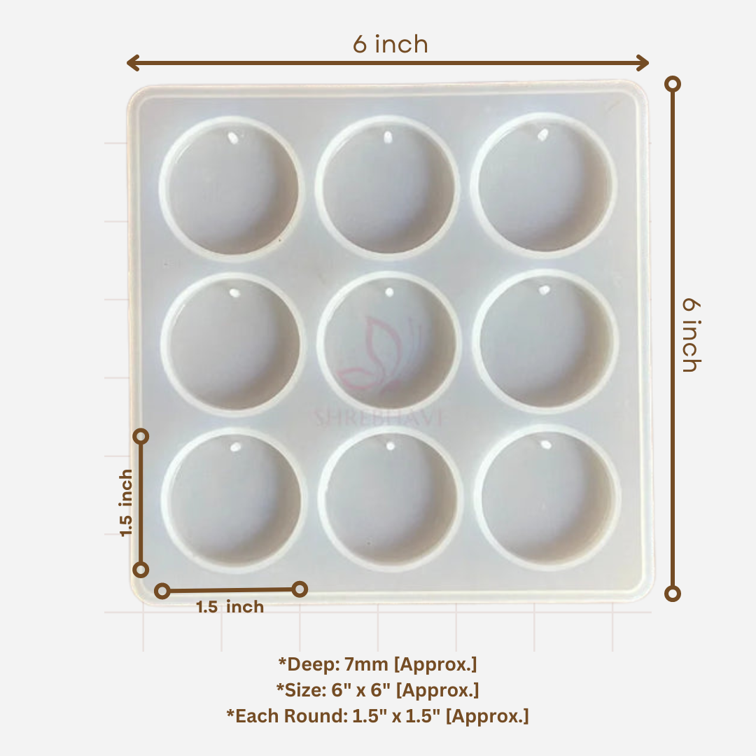 9 Cavity Round Pendant/Keychain Mould