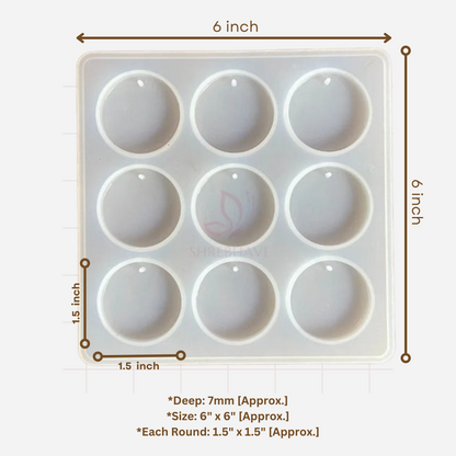 9 Cavity Round Pendant/Keychain Mould