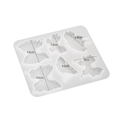 Butterfly Keychain Pendant Mould A - silicone resin mould for DIY butterfly shaped keychains