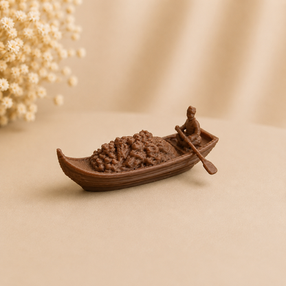 Handcrafted Kashmiri shikara style vegetable boat miniature inspired by Dal Lake floating market, Srinagar