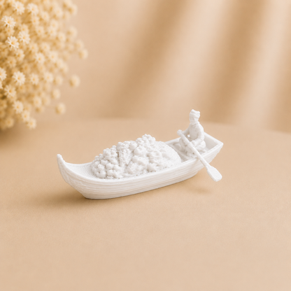 Handcrafted Kashmiri shikara style vegetable boat miniature inspired by Dal Lake floating market, Srinagar
