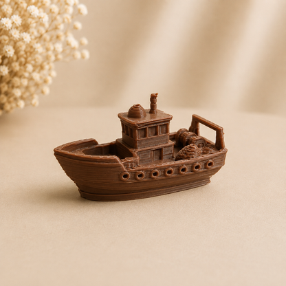 Traditional fishing boat miniature figurine for epoxy resin art and coastal themed craft projects