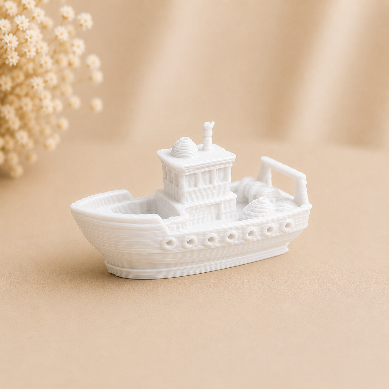 Traditional fishing boat miniature figurine for epoxy resin art and coastal themed craft projects