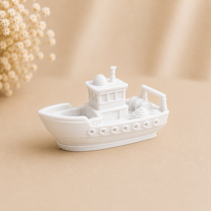 Traditional fishing boat miniature figurine for epoxy resin art and coastal themed craft projects