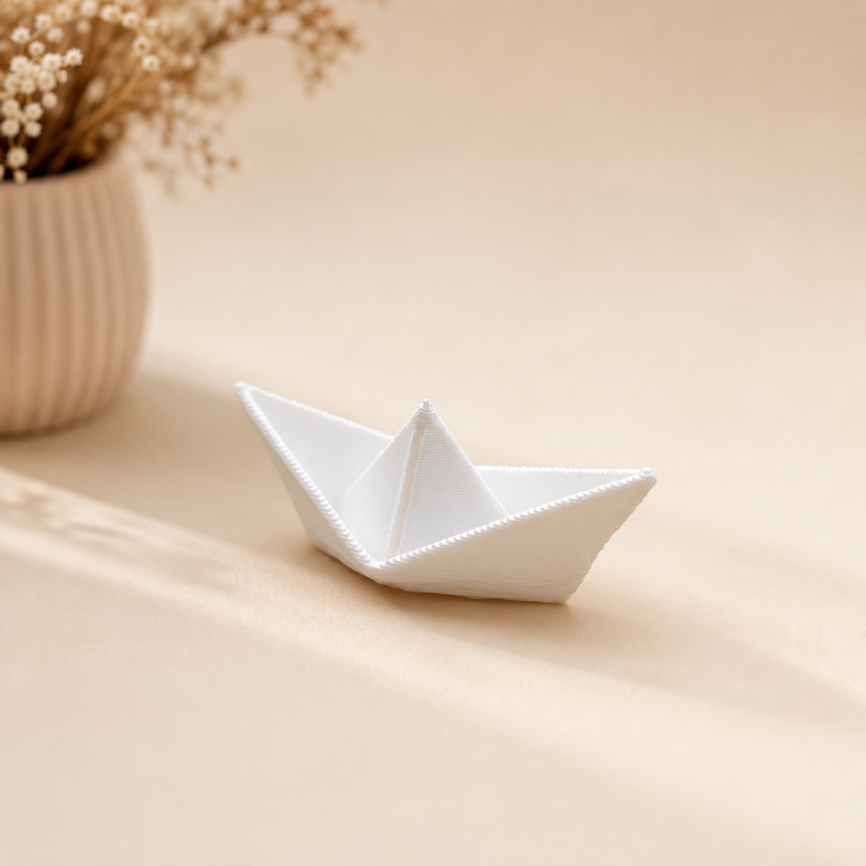 3D miniature origami paper boat resin art inclusion on white background — Shrebhavi craft supplies India