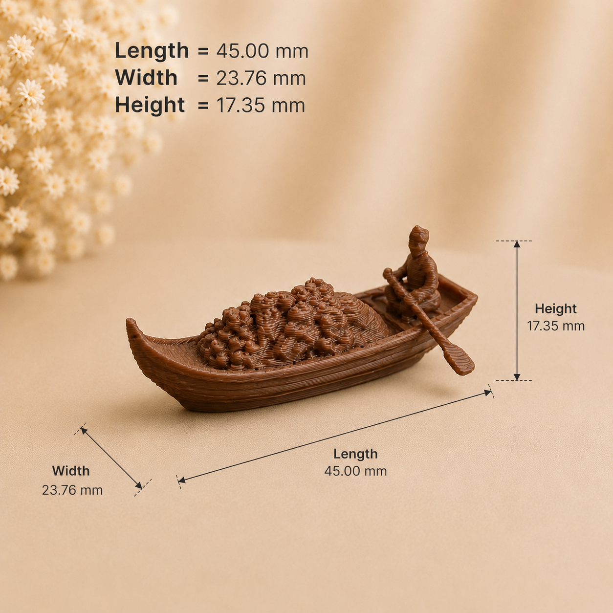 Handcrafted Kashmiri shikara style vegetable boat miniature inspired by Dal Lake floating market, Srinagar