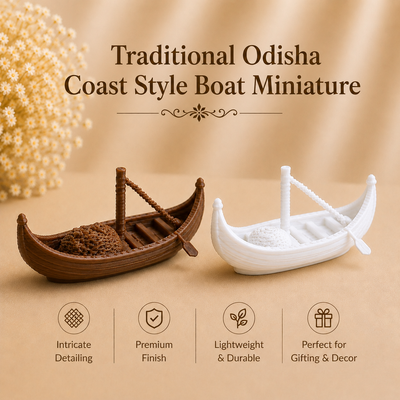 Traditional Odisha coast style fishing boat miniature showpiece handcrafted decor