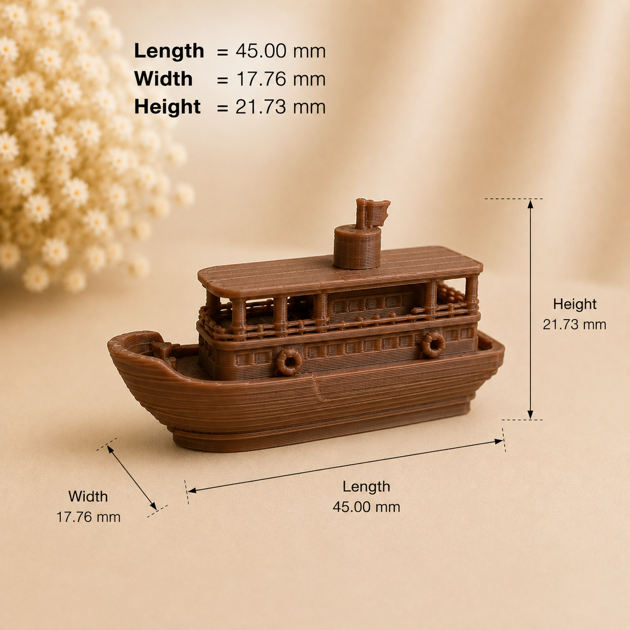 Handcrafted traditional Assam river ferry boat miniature showpiece displayed on a wooden surface