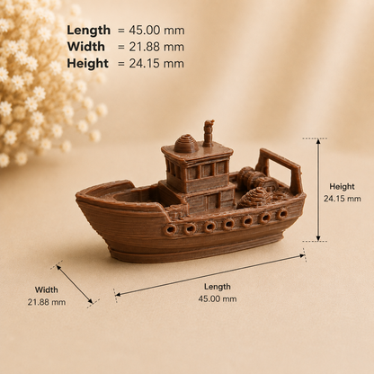 Traditional fishing boat miniature figurine for epoxy resin art and coastal themed craft projects
