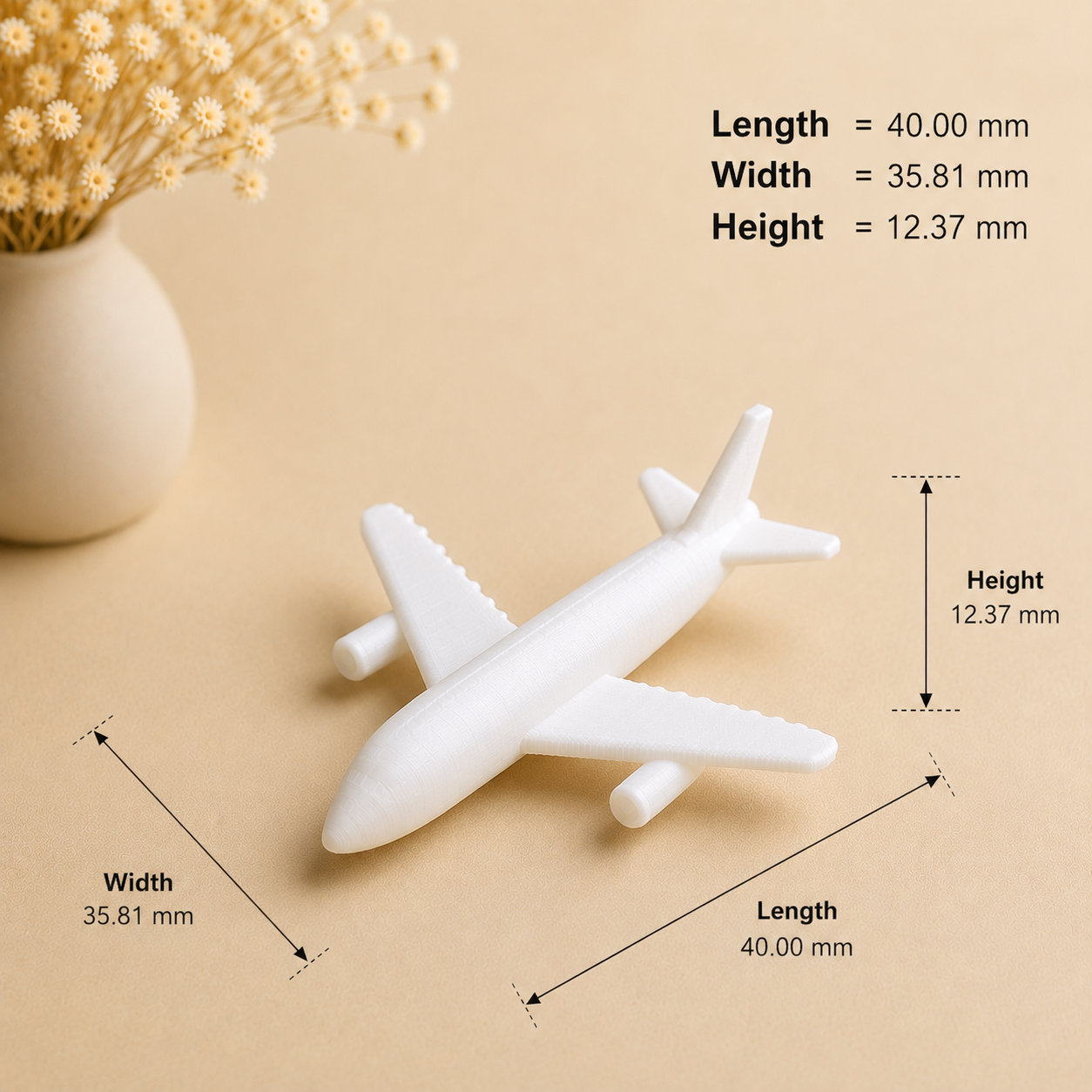 Small airplane miniature figurine for resin art embedding and epoxy craft projects