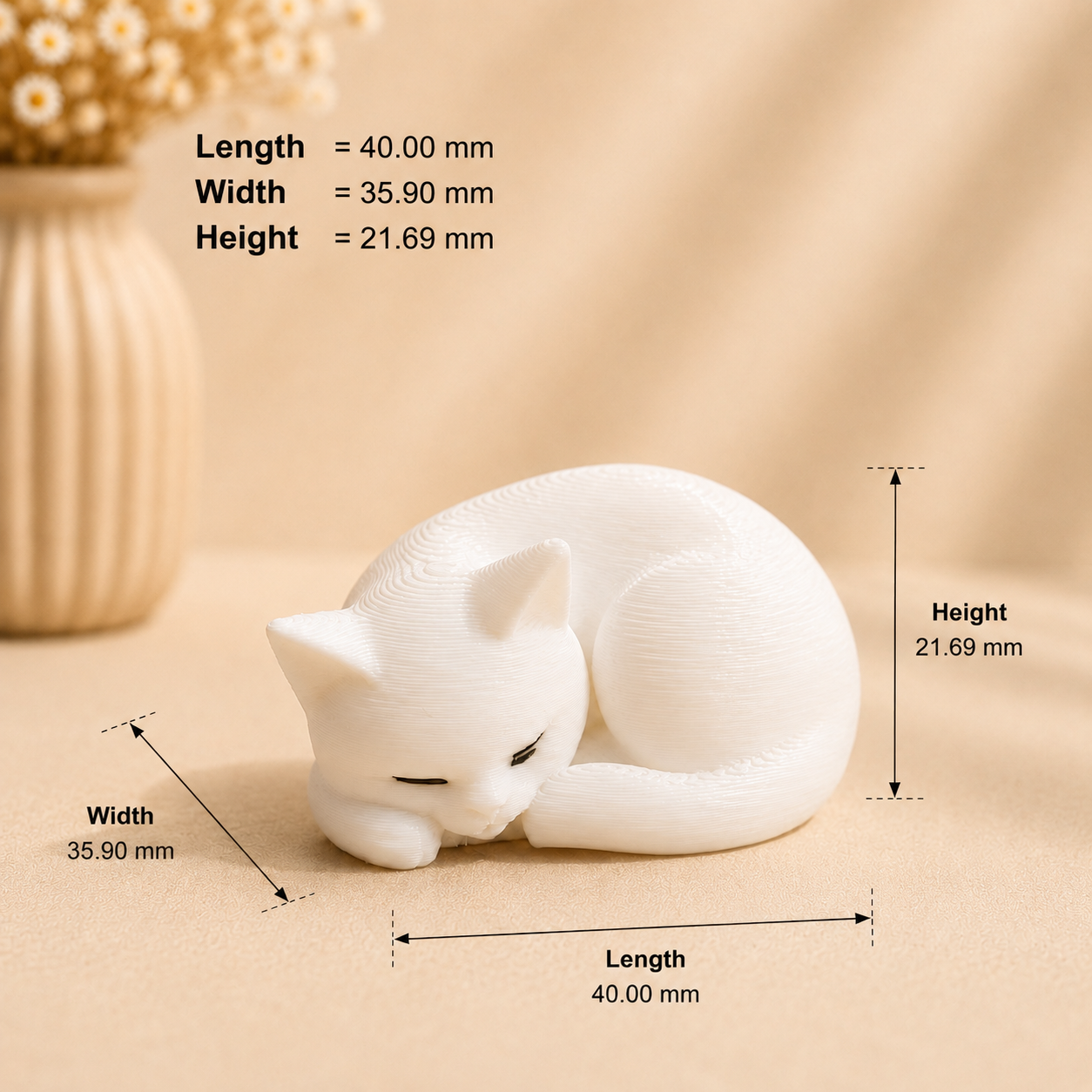 Curled cat miniature figurine for resin art and epoxy inclusion projects by Shrebhavi