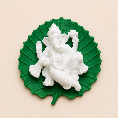 3D printed Lord Ganesha on leaf miniature figurine for resin art and epoxy embedding