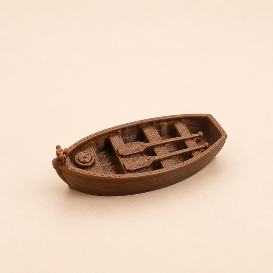 Wooden Rowboat Dinghy 3D Miniature (Fix Paddles)