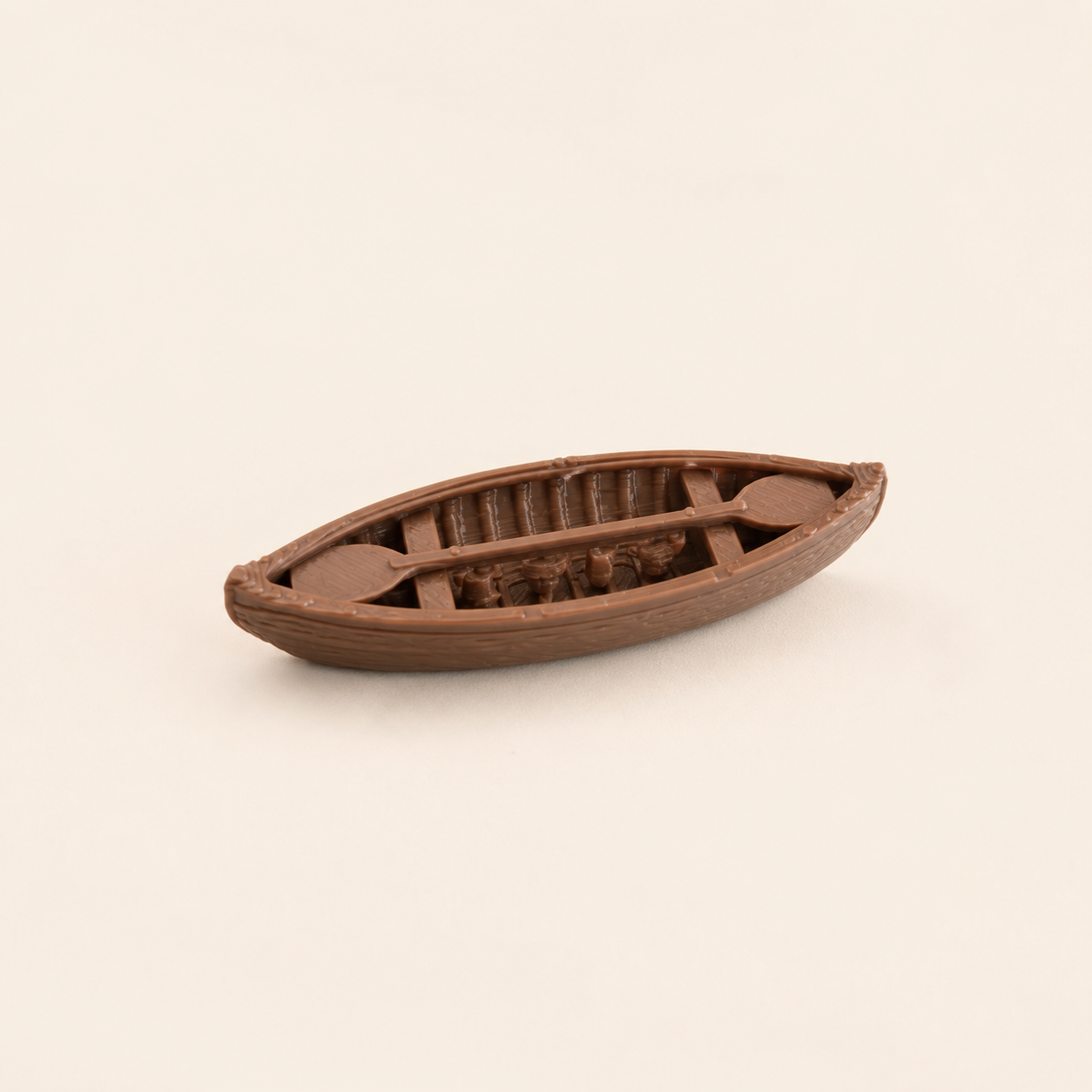 Canoe 3D miniature figurine with fixed paddle for embedding in epoxy resin art and river scene crafts