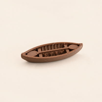 Canoe 3D miniature figurine with fixed paddle for embedding in epoxy resin art and river scene crafts