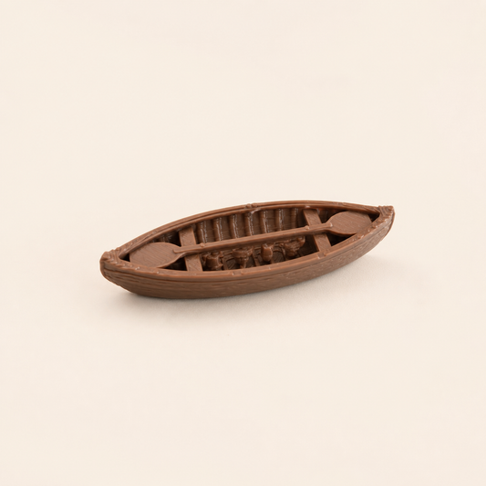 Canoe 3D miniature figurine with fixed paddle for embedding in epoxy resin art and river scene crafts