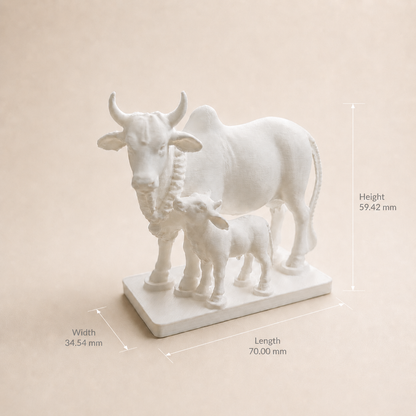 Kamdhenu Cow with Calf 3D Printed Miniature