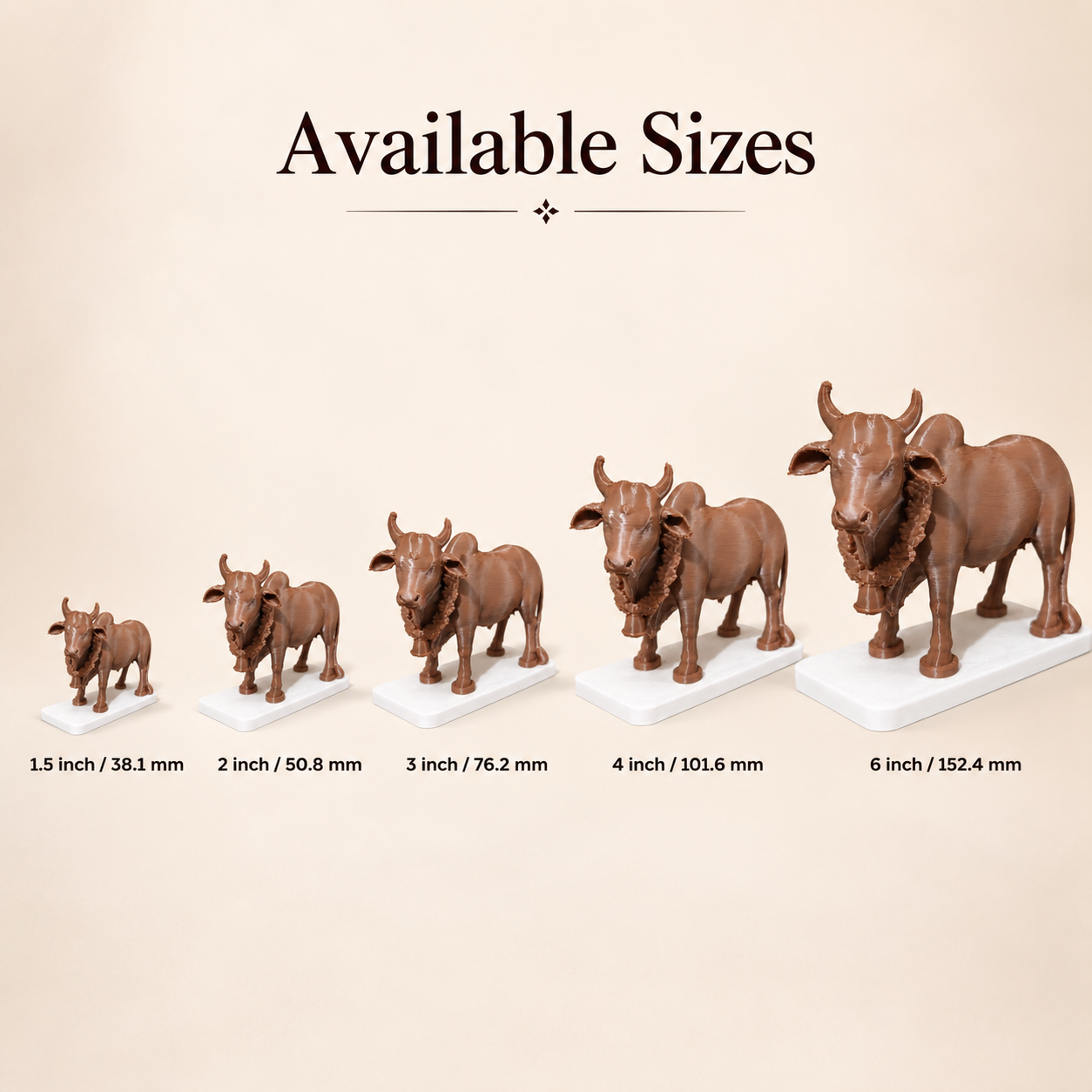 Gau Mata 3D printed miniature figurine, sacred cow idol for pooja room and home decor