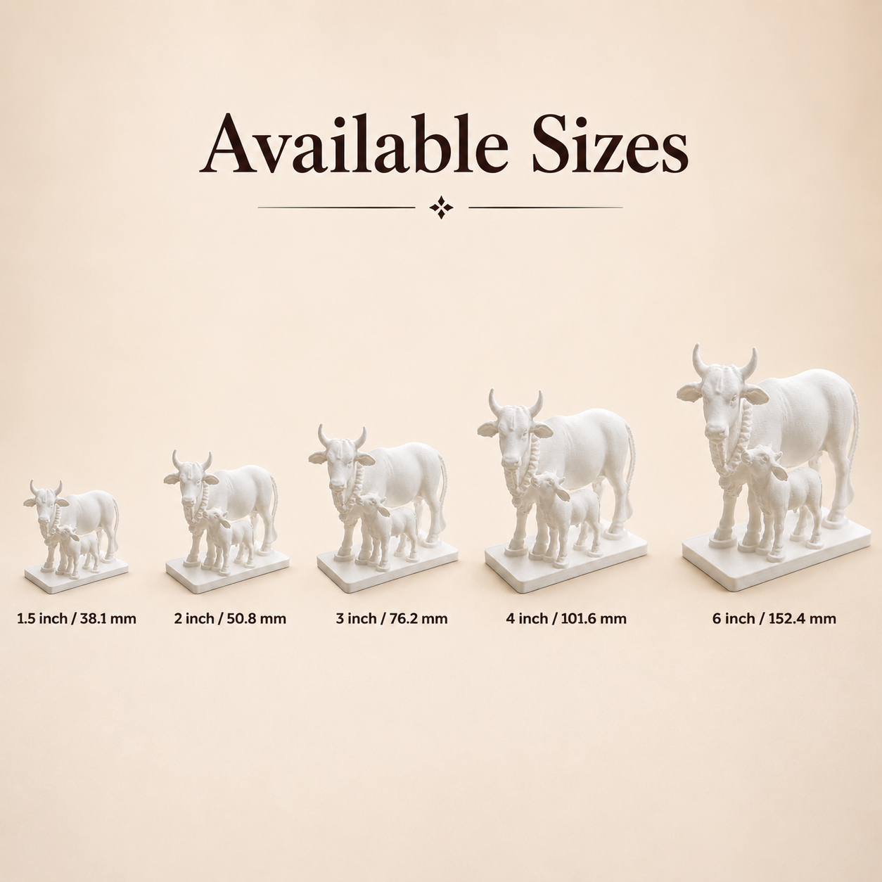 Kamdhenu cow with calf 3D printed miniature figurine for pooja room and home decor