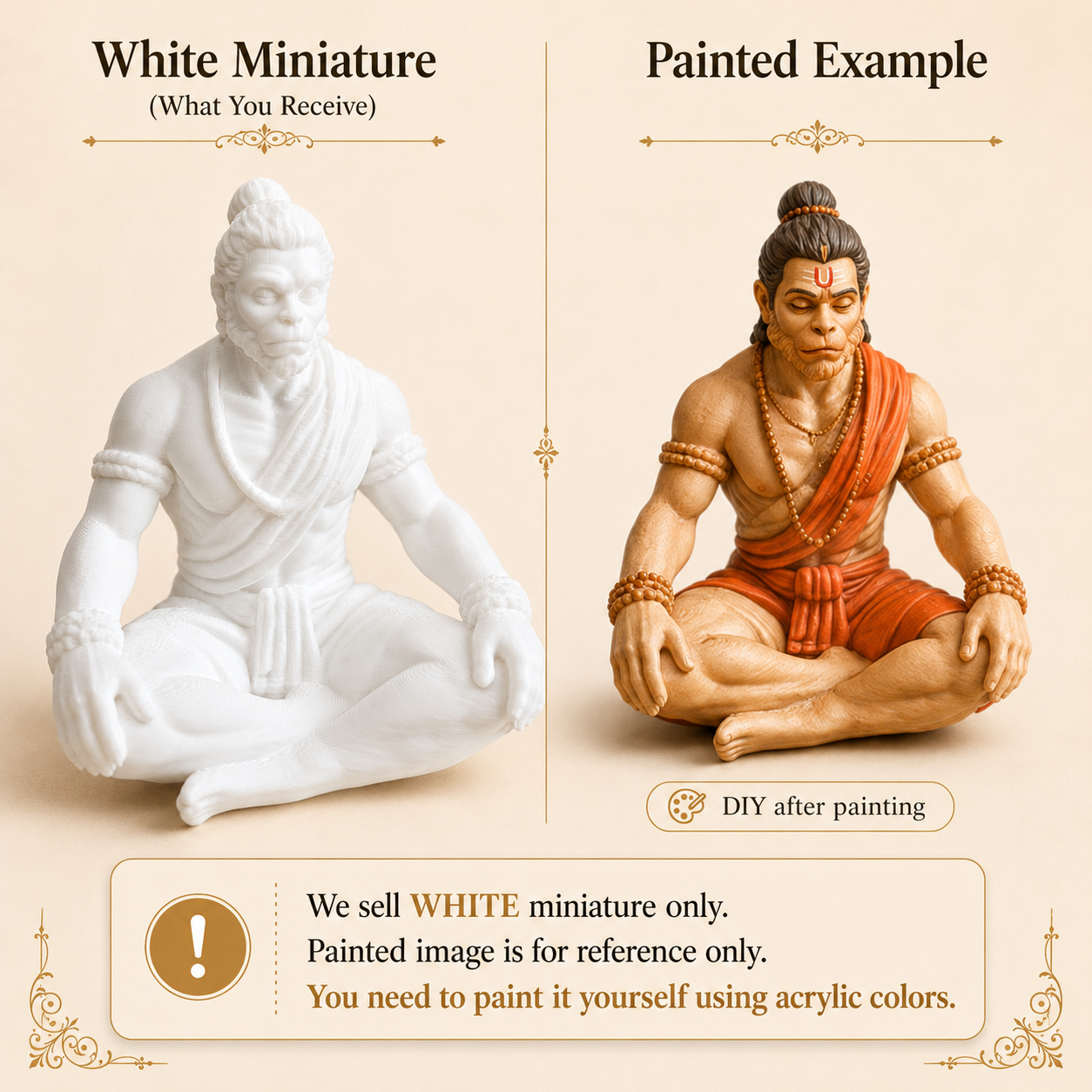 Meditating Hanuman 3D Printed Miniature for Resin Art