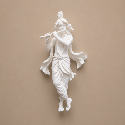 Krishna with flute miniature figurine for resin art inclusion on white background